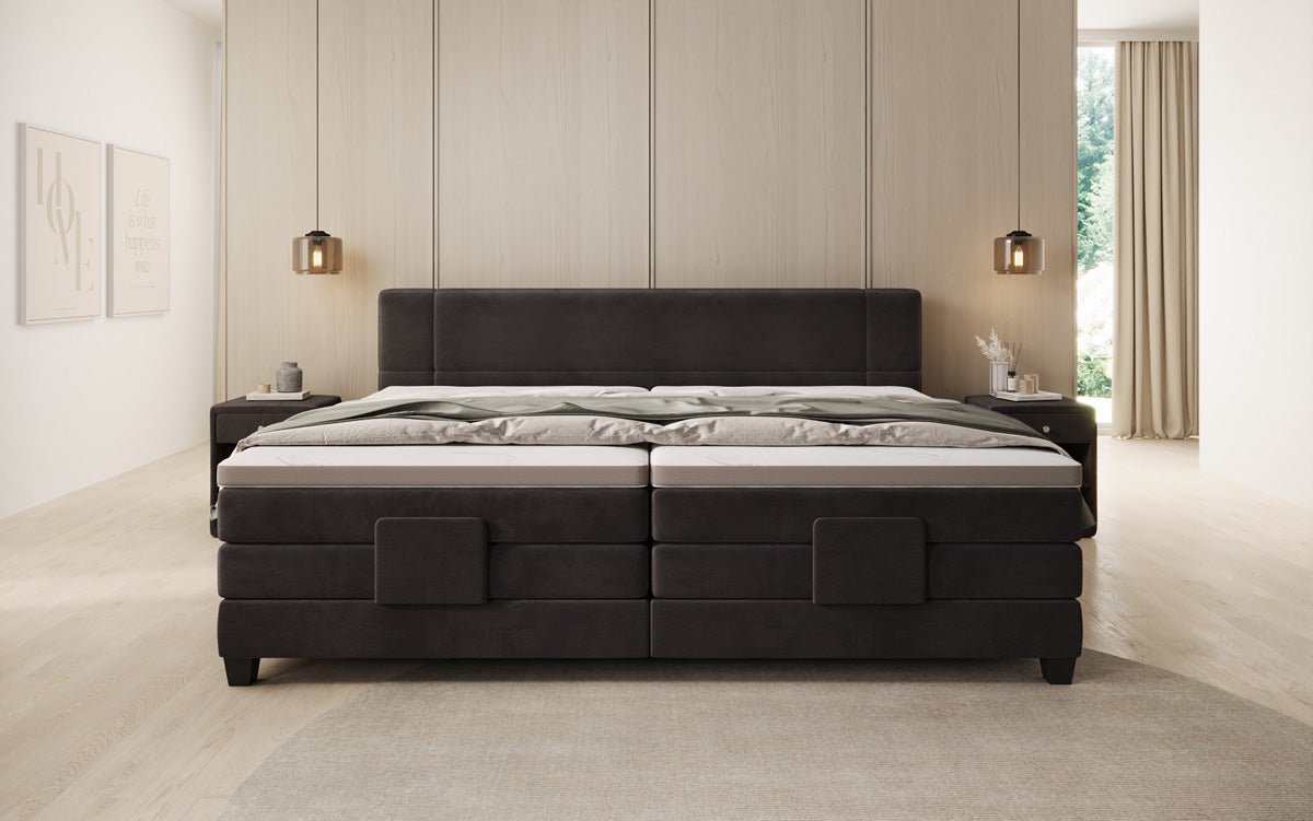 Familie Boxspringbed Noela 220/240x200 elektrisch verstelbaar in fluweel