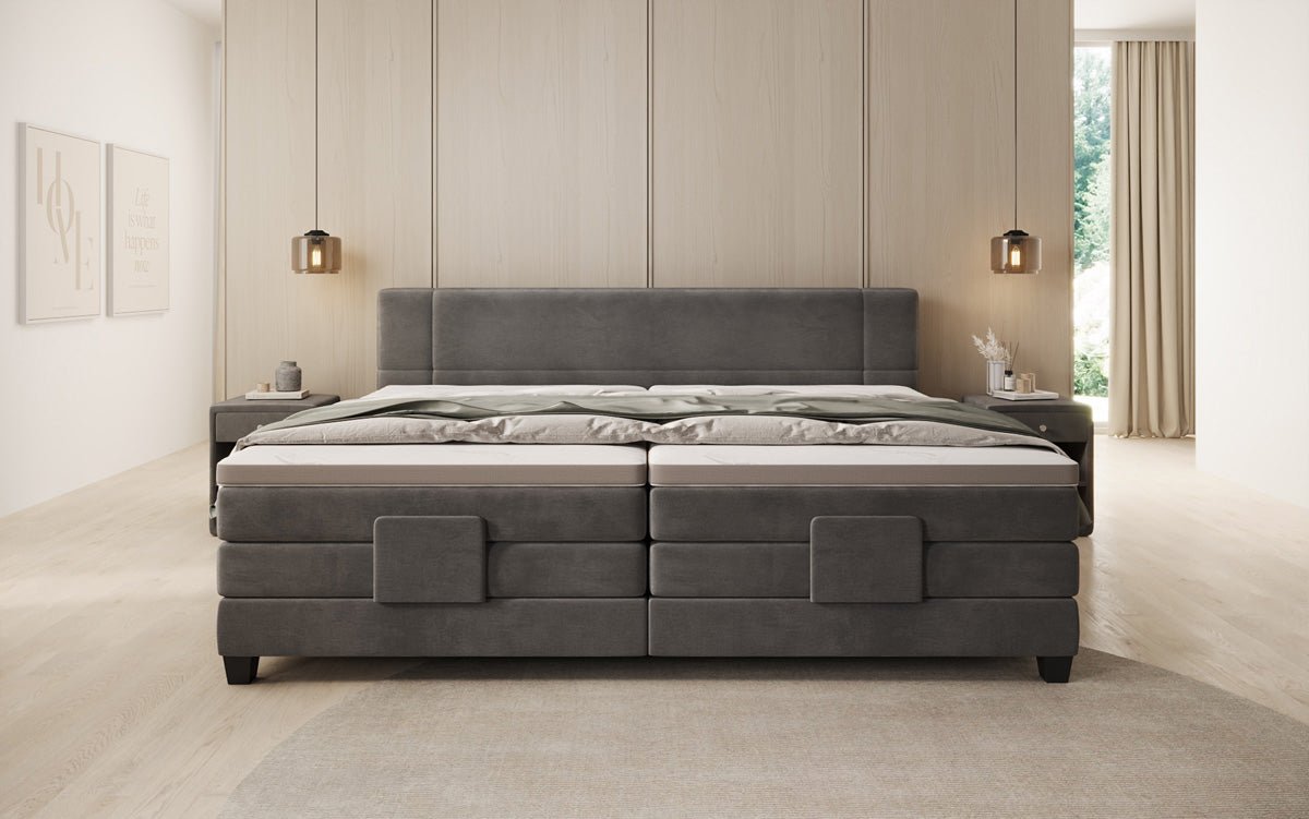 Familie Boxspringbed Noela 220/240x200 elektrisch verstelbaar in fluweel