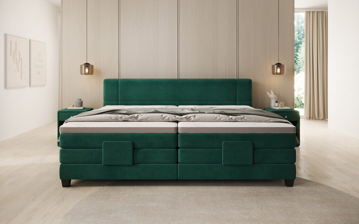 Familie Boxspringbed Noela 220/240x200 elektrisch verstelbaar in fluweel