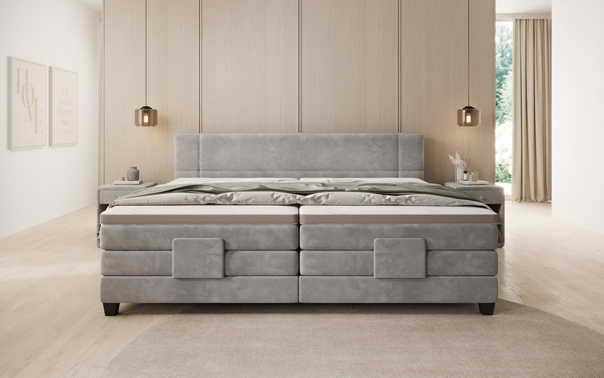 Familie Boxspringbed Noela 220/240x200 elektrisch verstelbaar in fluweel