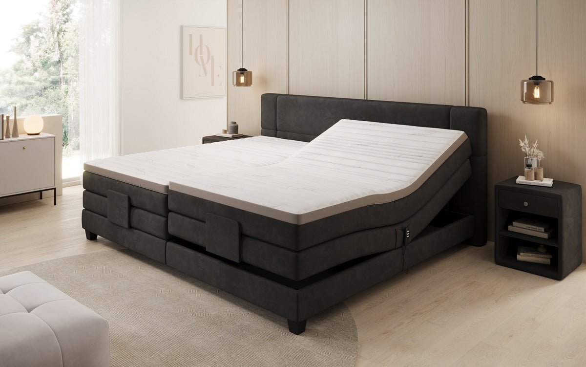 Familie Boxspringbed Noela 220/240x200 elektrisch verstelbaar in fluweel