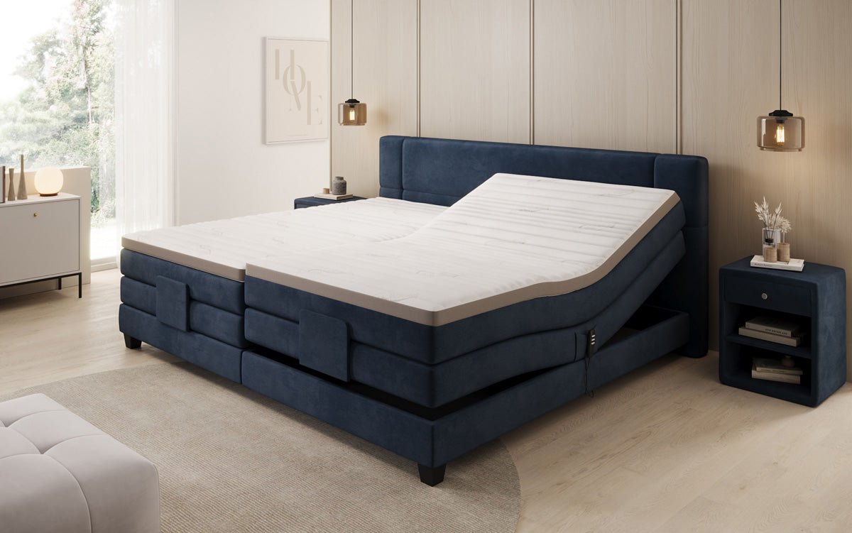 Familie Boxspringbed Noela 220/240x200 elektrisch verstelbaar in fluweel