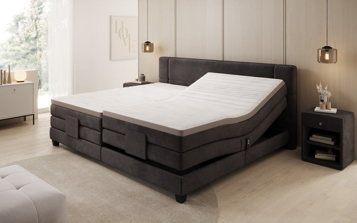 Familie Boxspringbed Noela 220/240x200 elektrisch verstelbaar in fluweel