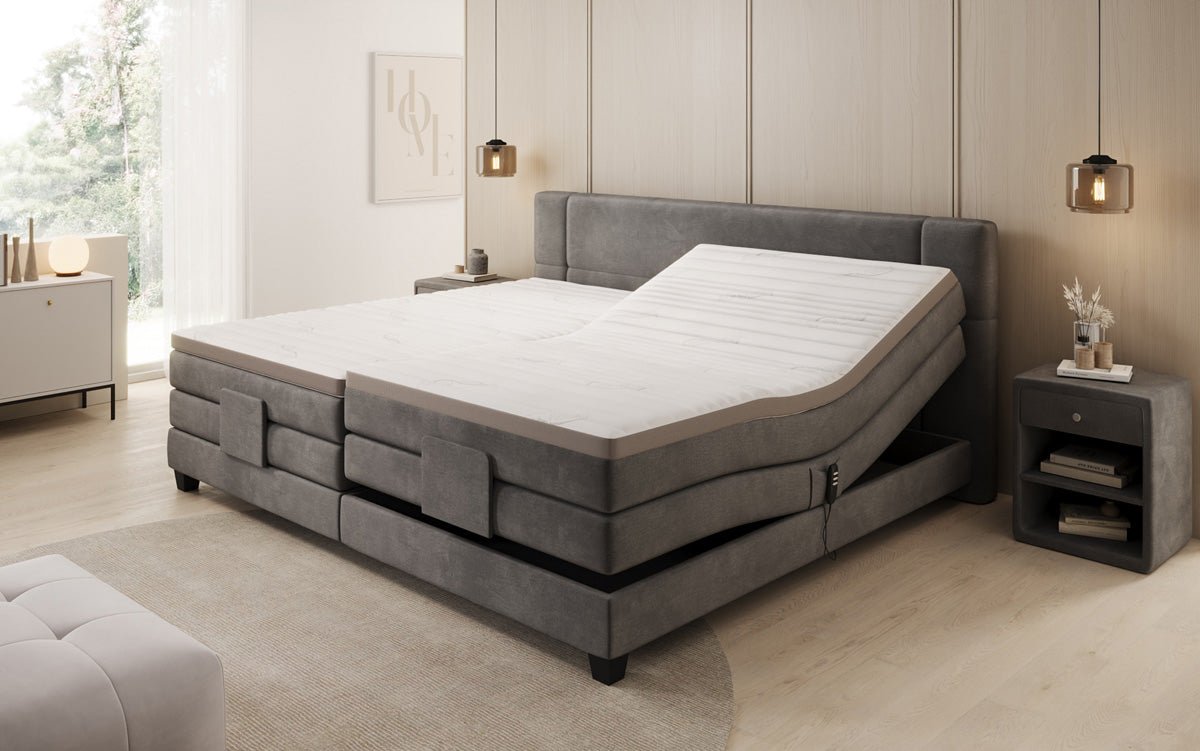 Familie Boxspringbed Noela 220/240x200 elektrisch verstelbaar in fluweel