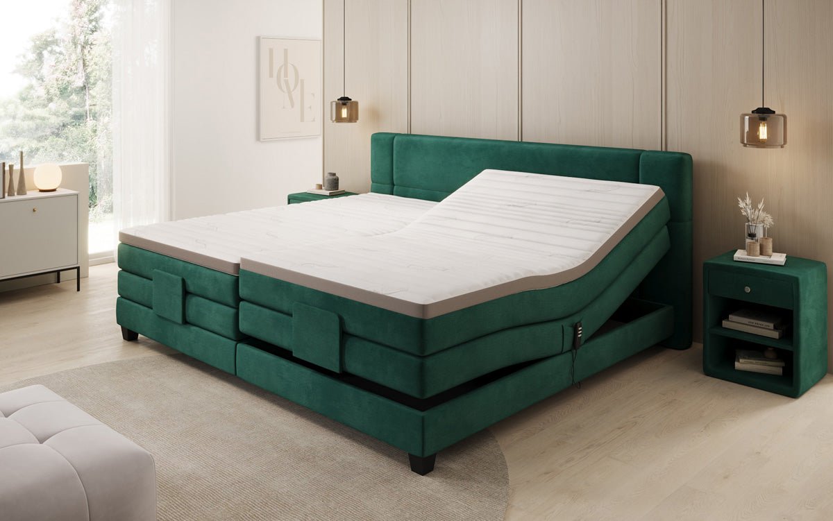 Familie Boxspringbed Noela 220/240x200 elektrisch verstelbaar in fluweel