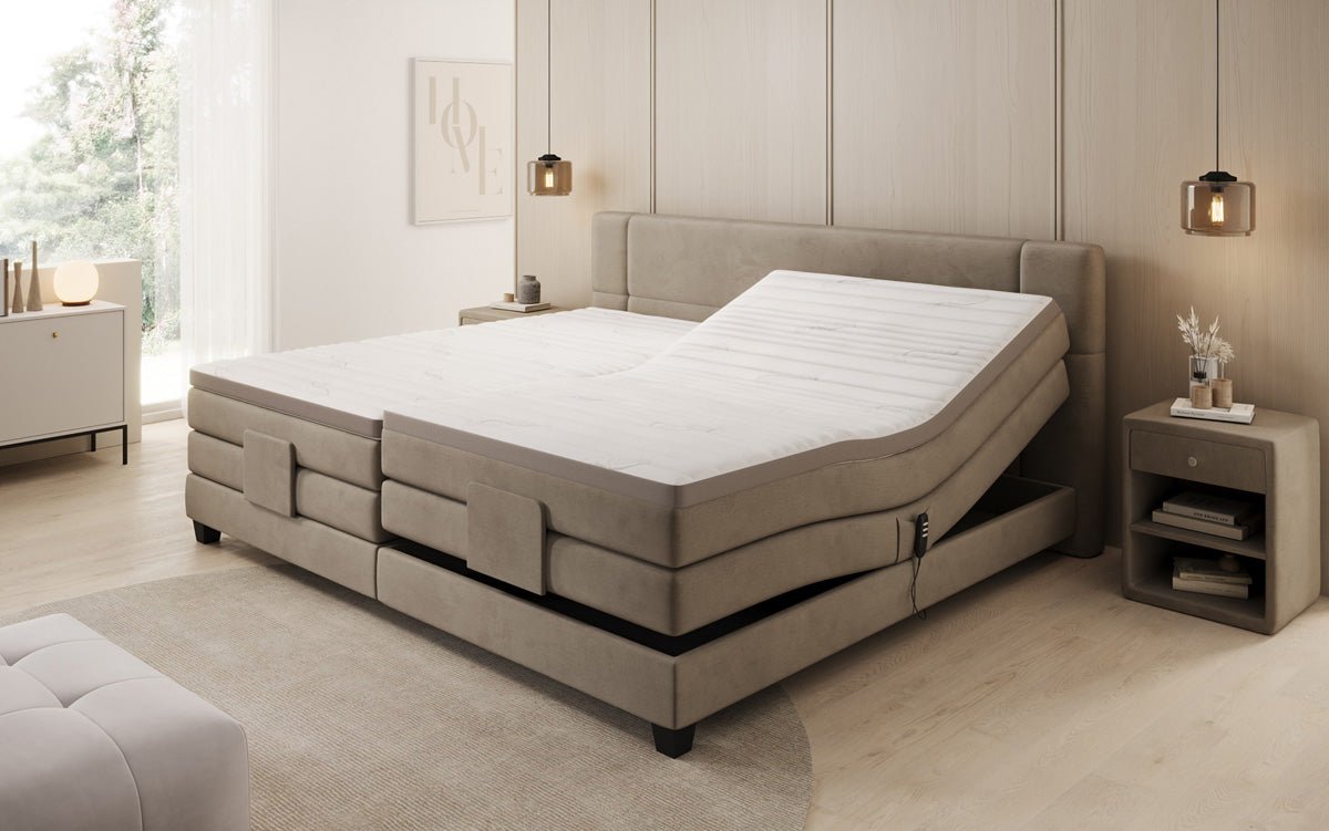 Familie Boxspringbed Noela 220/240x200 elektrisch verstelbaar in fluweel