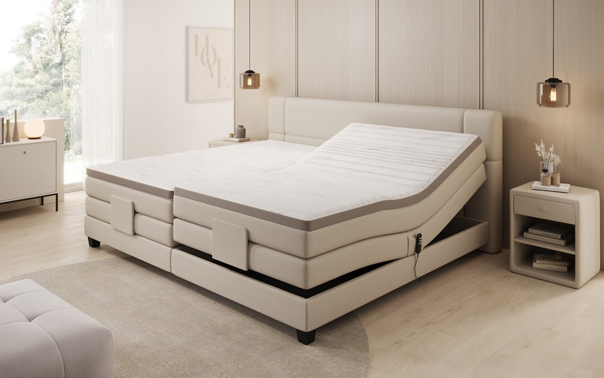 Familie Boxspringbed Noela 220/240x200 elektrisch verstelbaar in Stof
