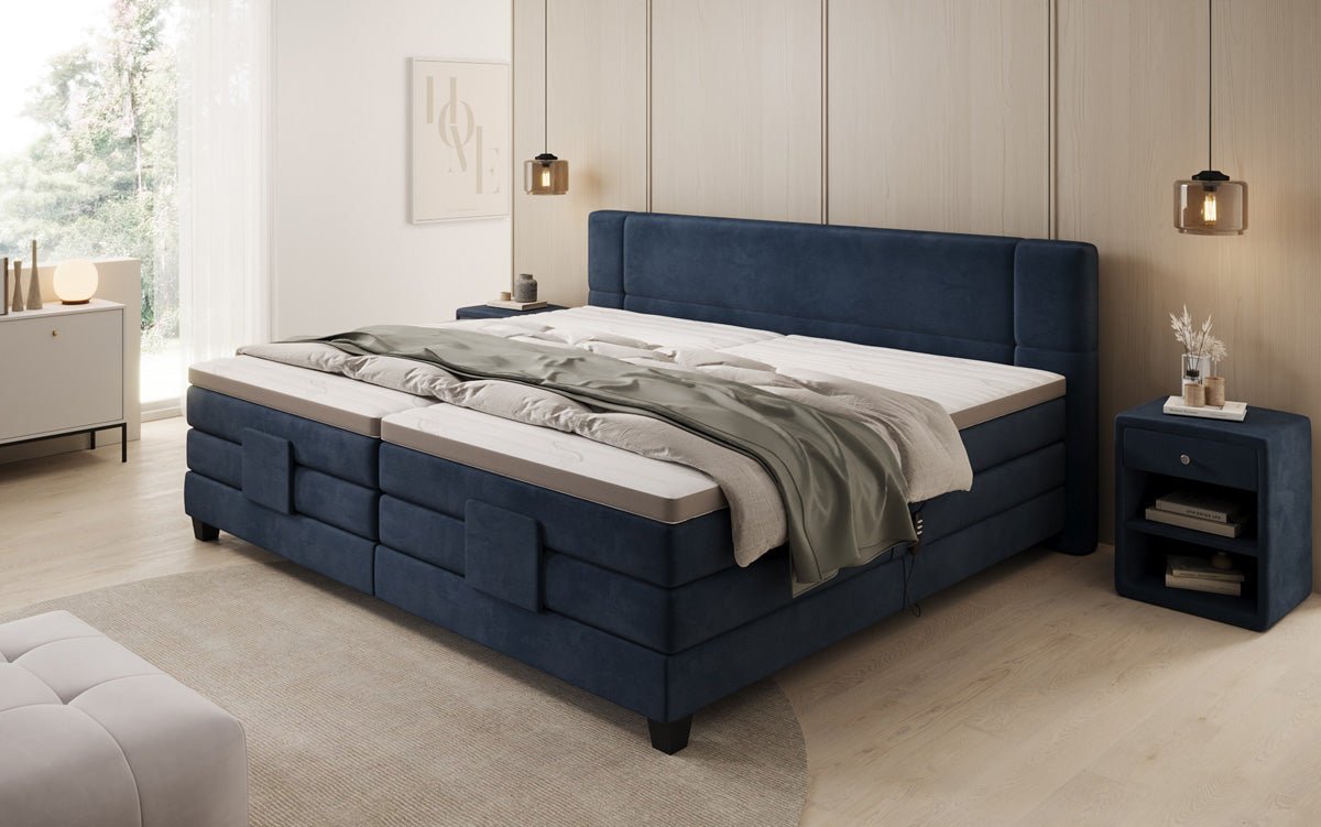 Familie Boxspringbed Noela 220/240x200 elektrisch verstelbaar in fluweel