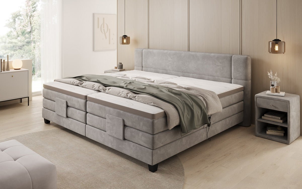 Familie Boxspringbed Noela 220/240x200 elektrisch verstelbaar in fluweel