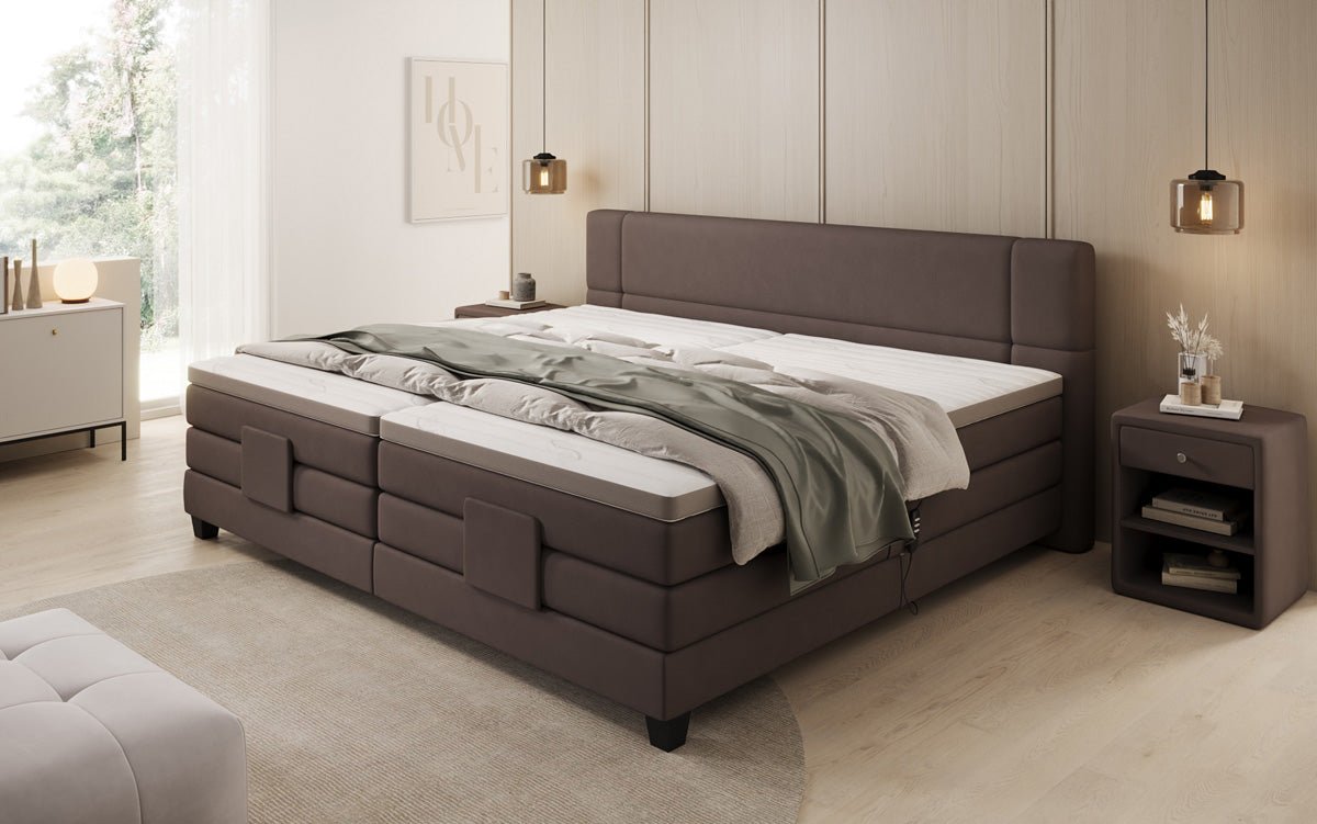 Familie Boxspringbed Noela 220/240x200 elektrisch verstelbaar in Stof