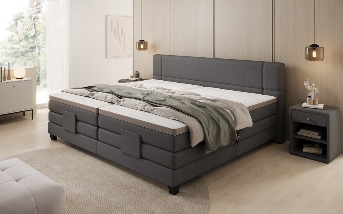 Familie Boxspringbed Noela 220/240x200 elektrisch verstelbaar in Stof