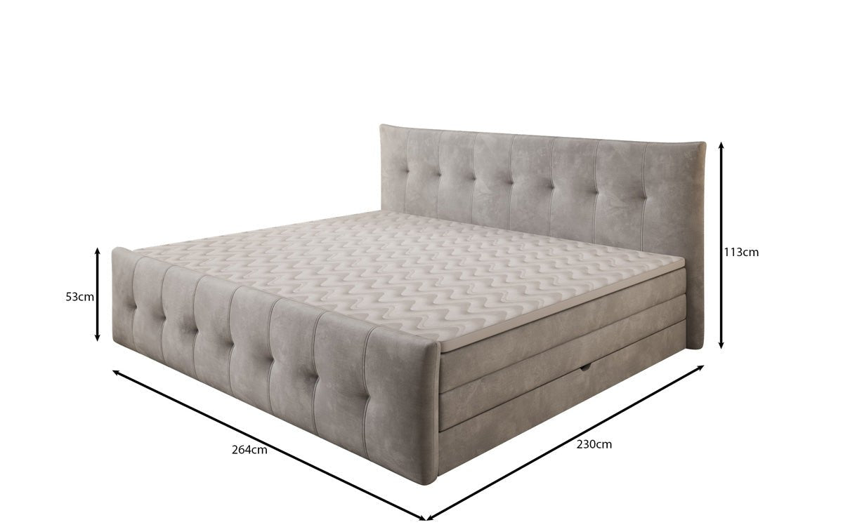 Familie Boxspringbed Valenza – 220/240x200 met opbergruimte in fluweel