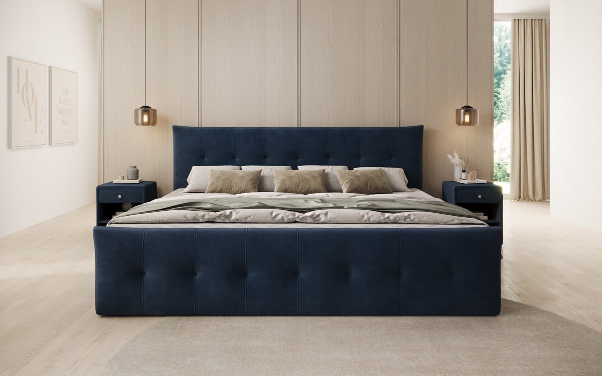 Familie Boxspringbed Valenza – 220/240x200 met opbergruimte in fluweel