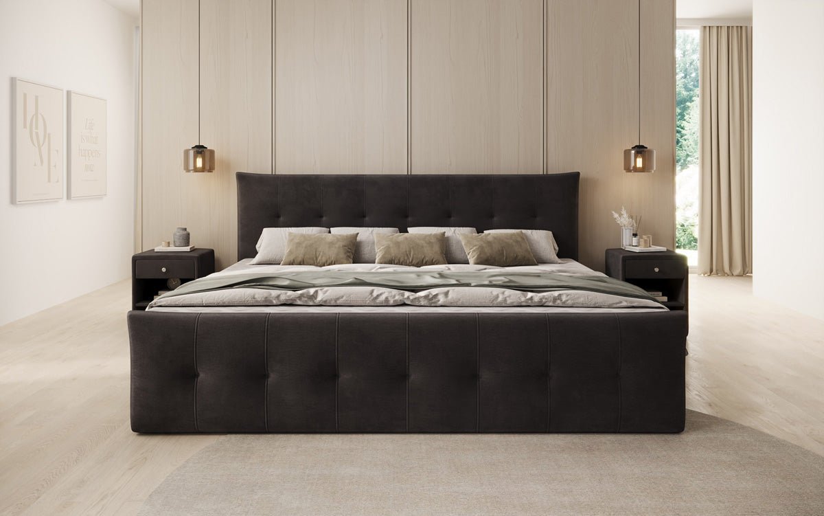 Familie Boxspringbed Valenza – 220/240x200 met opbergruimte in fluweel