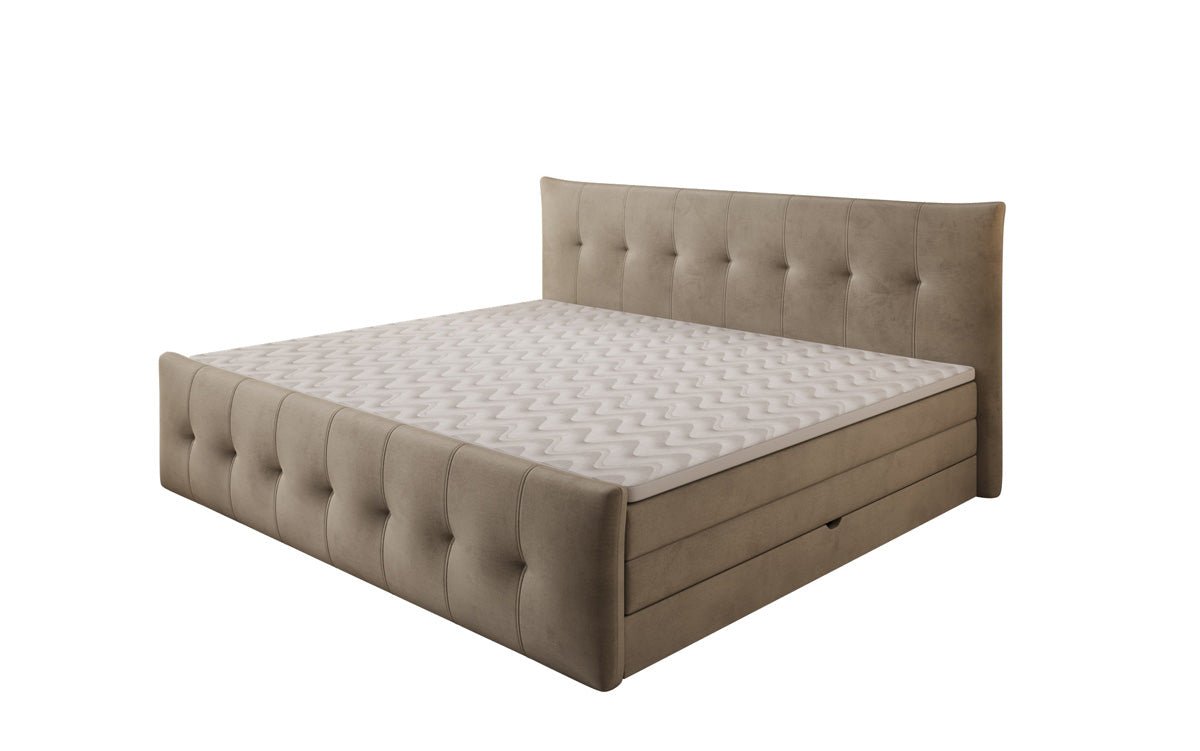 Familie Boxspringbed Valenza – 220/240x200 met opbergruimte in fluweel