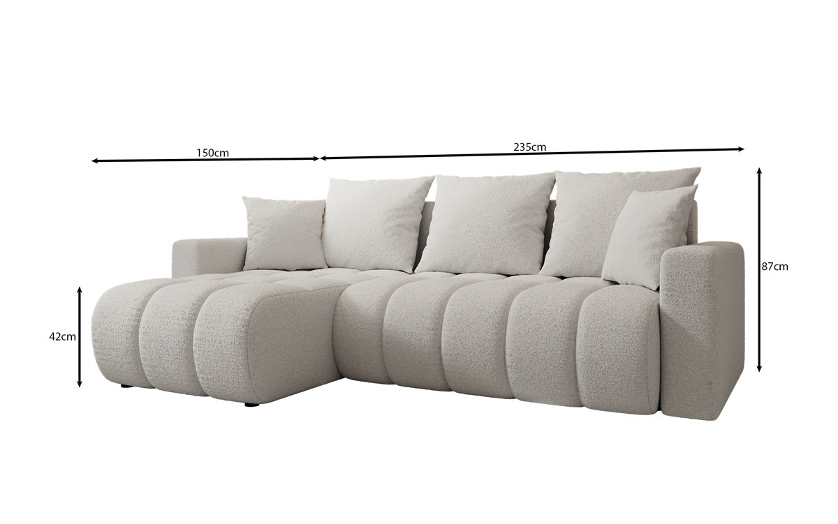 Designersofa Giulio L met slaap- en klapfunctie in Bouclé