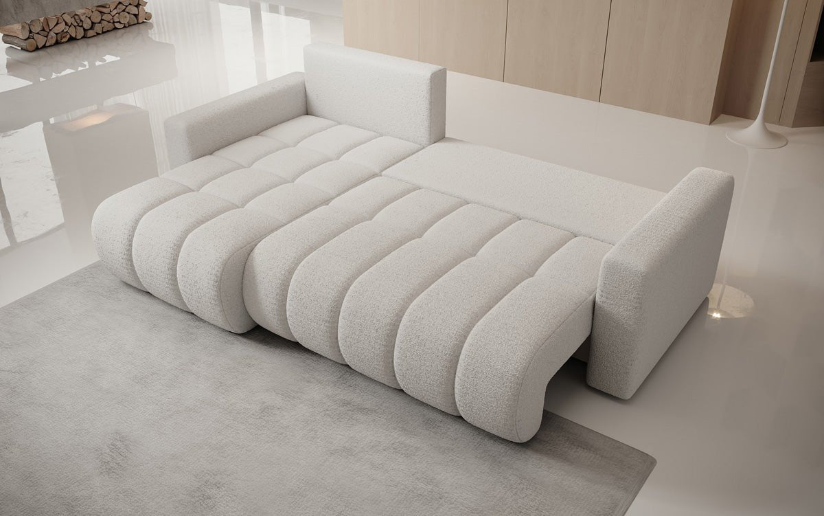Designersofa Giulio L met slaap- en klapfunctie in Bouclé