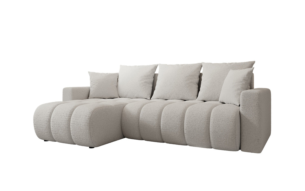Designersofa Giulio L met slaap- en klapfunctie in Bouclé