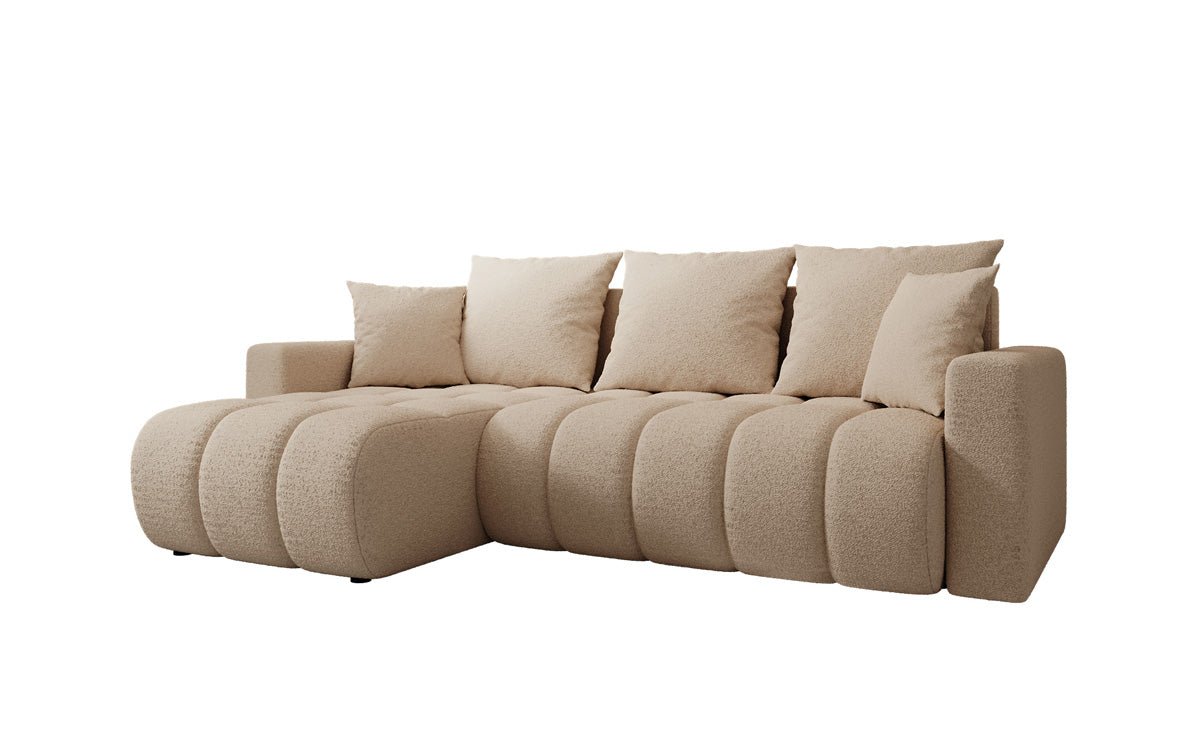 Designersofa Giulio L met slaap- en klapfunctie in Bouclé