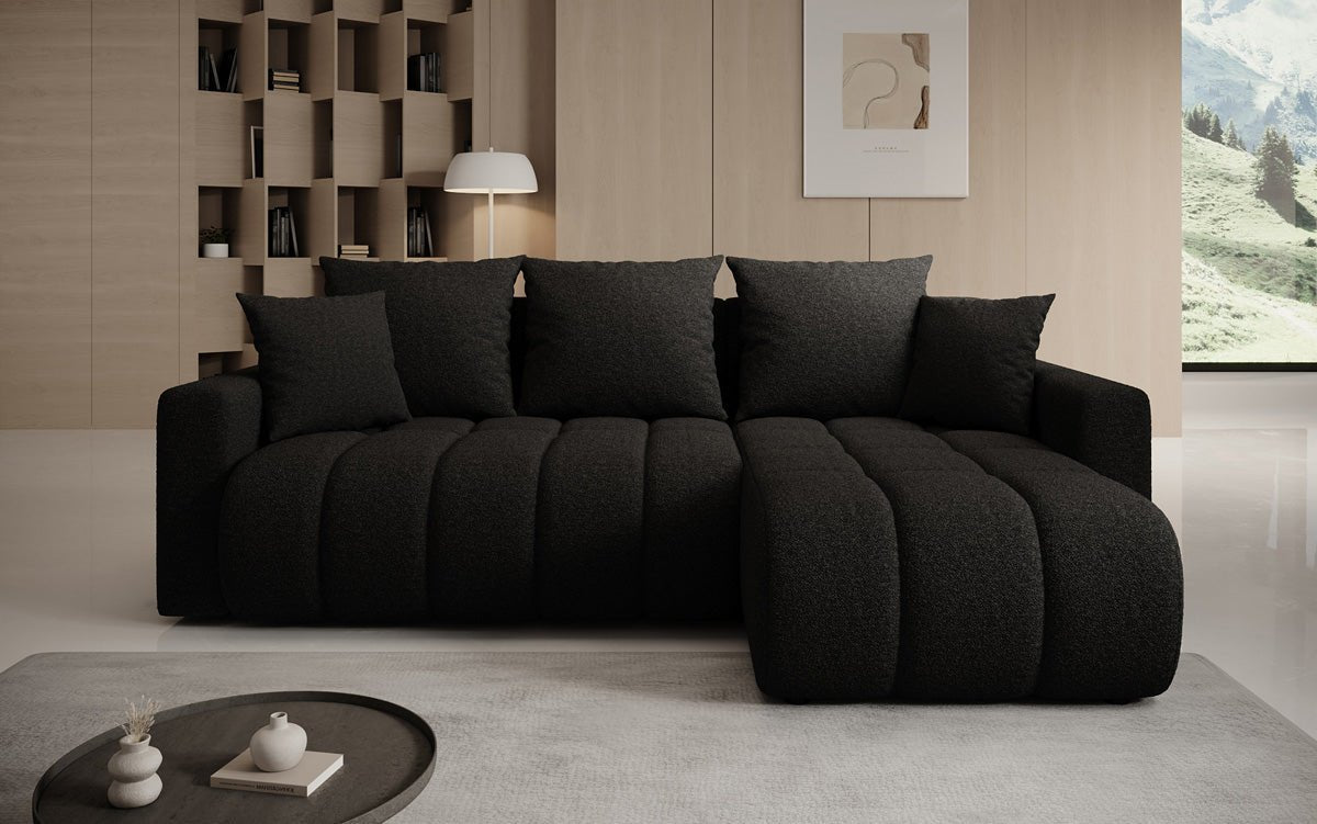 Designersofa Giulio L met slaap- en klapfunctie in Bouclé