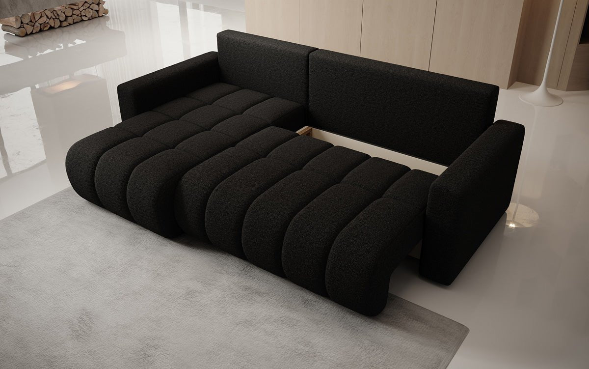 Designersofa Giulio L met slaap- en klapfunctie in Bouclé