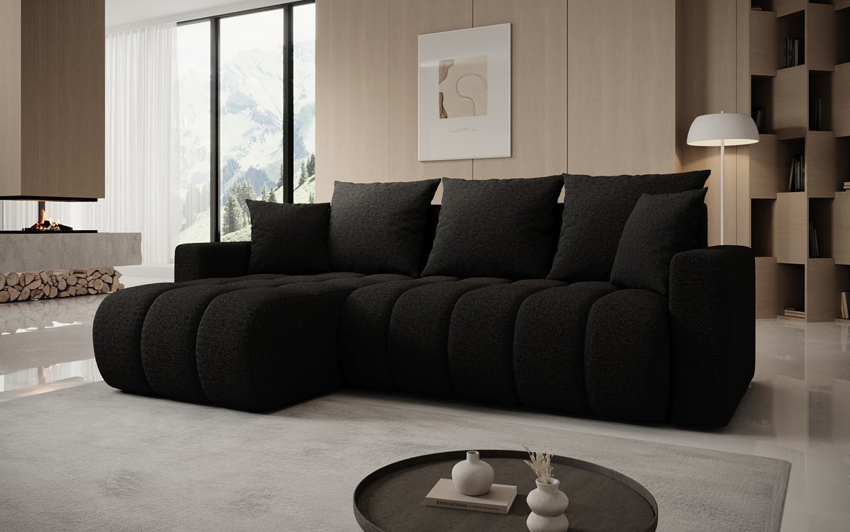 Designersofa Giulio L met slaap- en klapfunctie in Bouclé