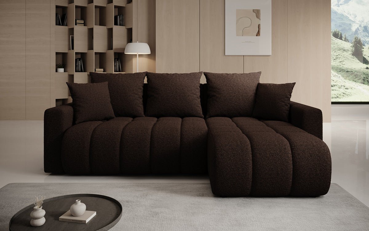 Designersofa Giulio L met slaap- en klapfunctie in Bouclé
