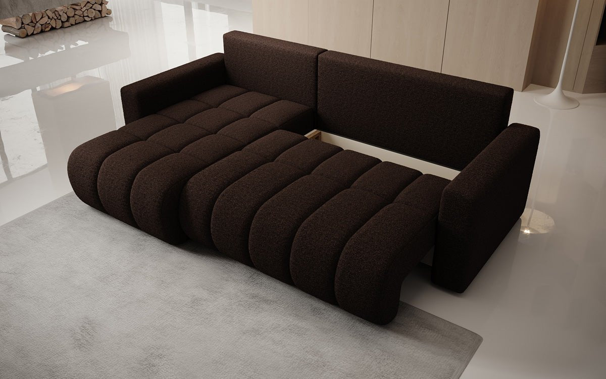 Designersofa Giulio L met slaap- en klapfunctie in Bouclé