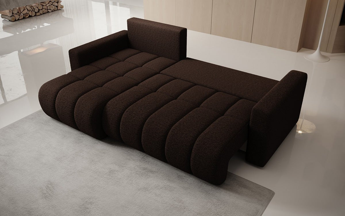 Designersofa Giulio L met slaap- en klapfunctie in Bouclé
