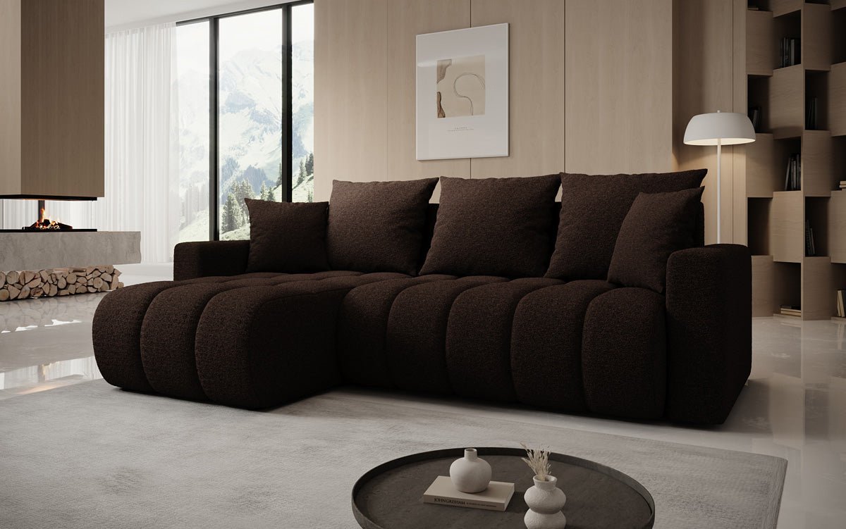 Designersofa Giulio L met slaap- en klapfunctie in Bouclé