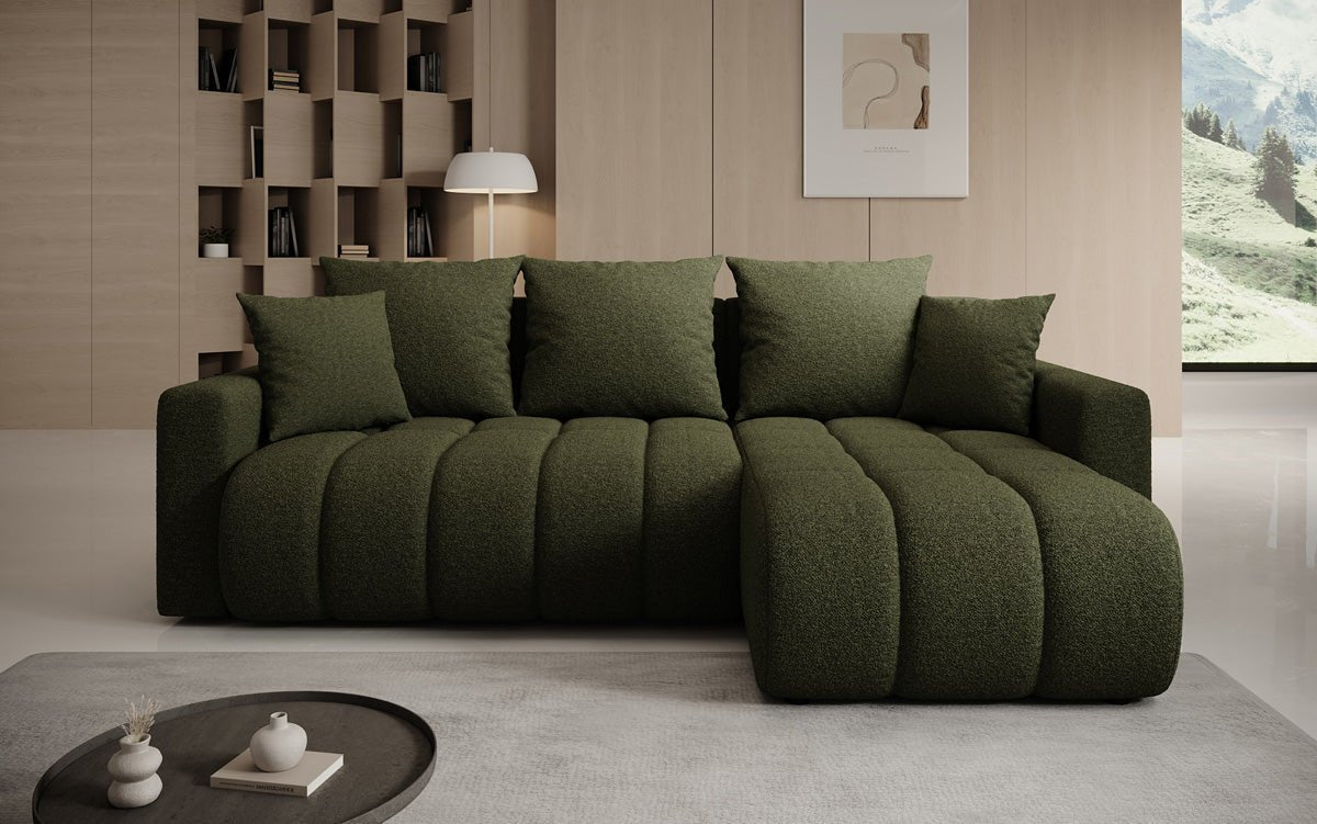 Designersofa Giulio L met slaap- en klapfunctie in Bouclé