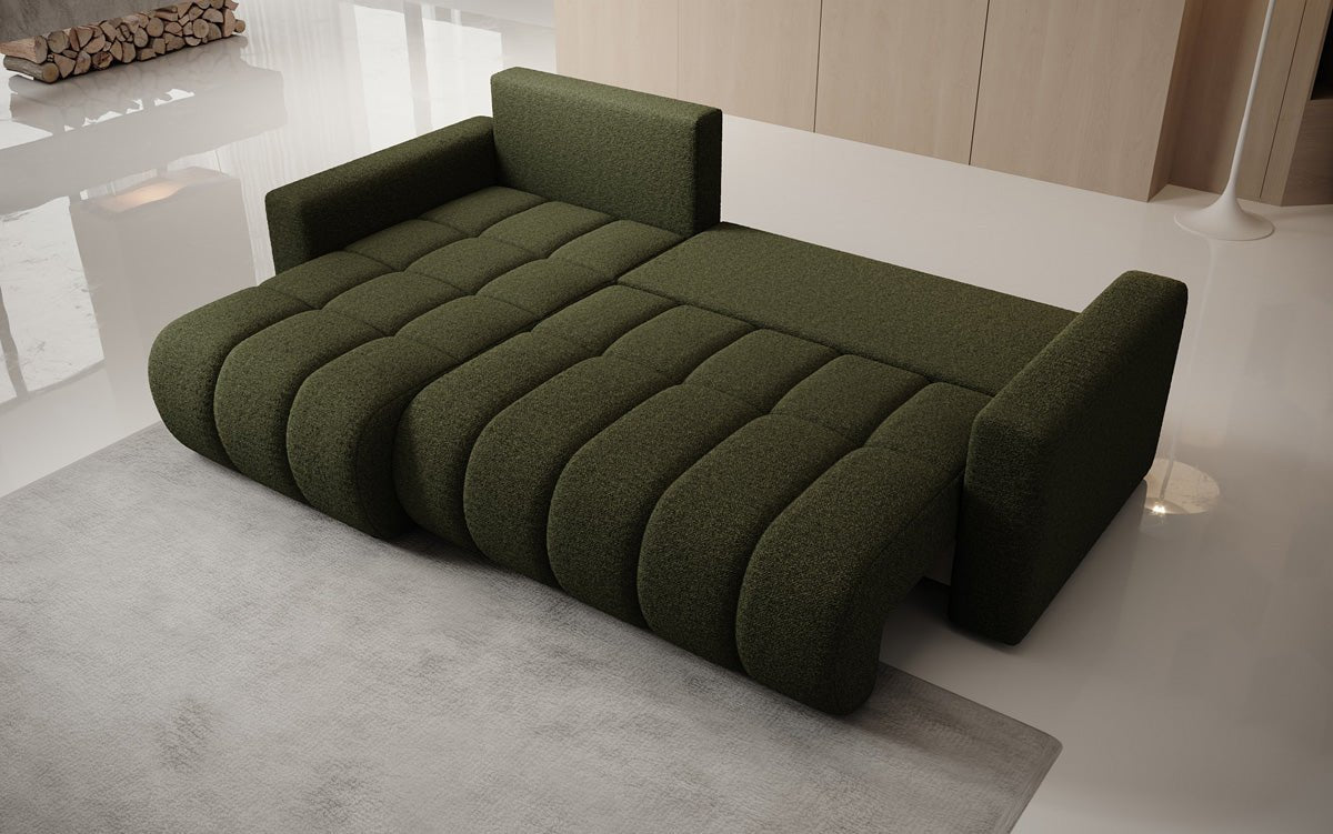 Designersofa Giulio L met slaap- en klapfunctie in Bouclé