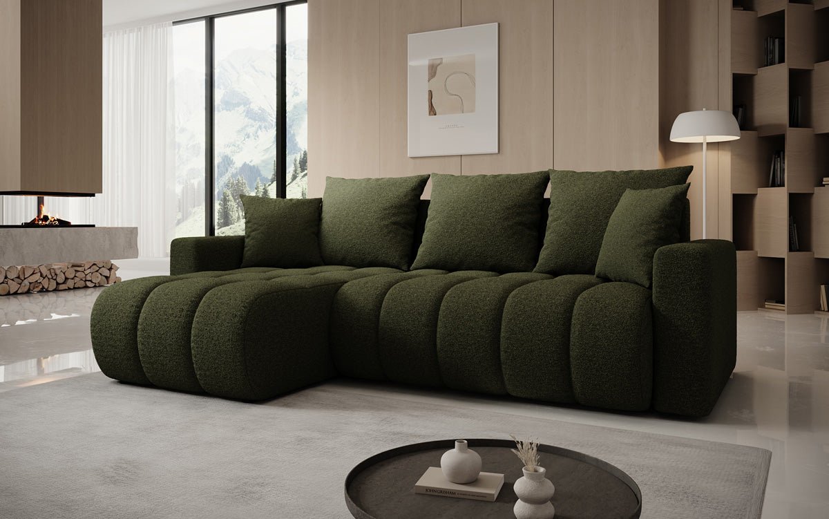 Designersofa Giulio L met slaap- en klapfunctie in Bouclé