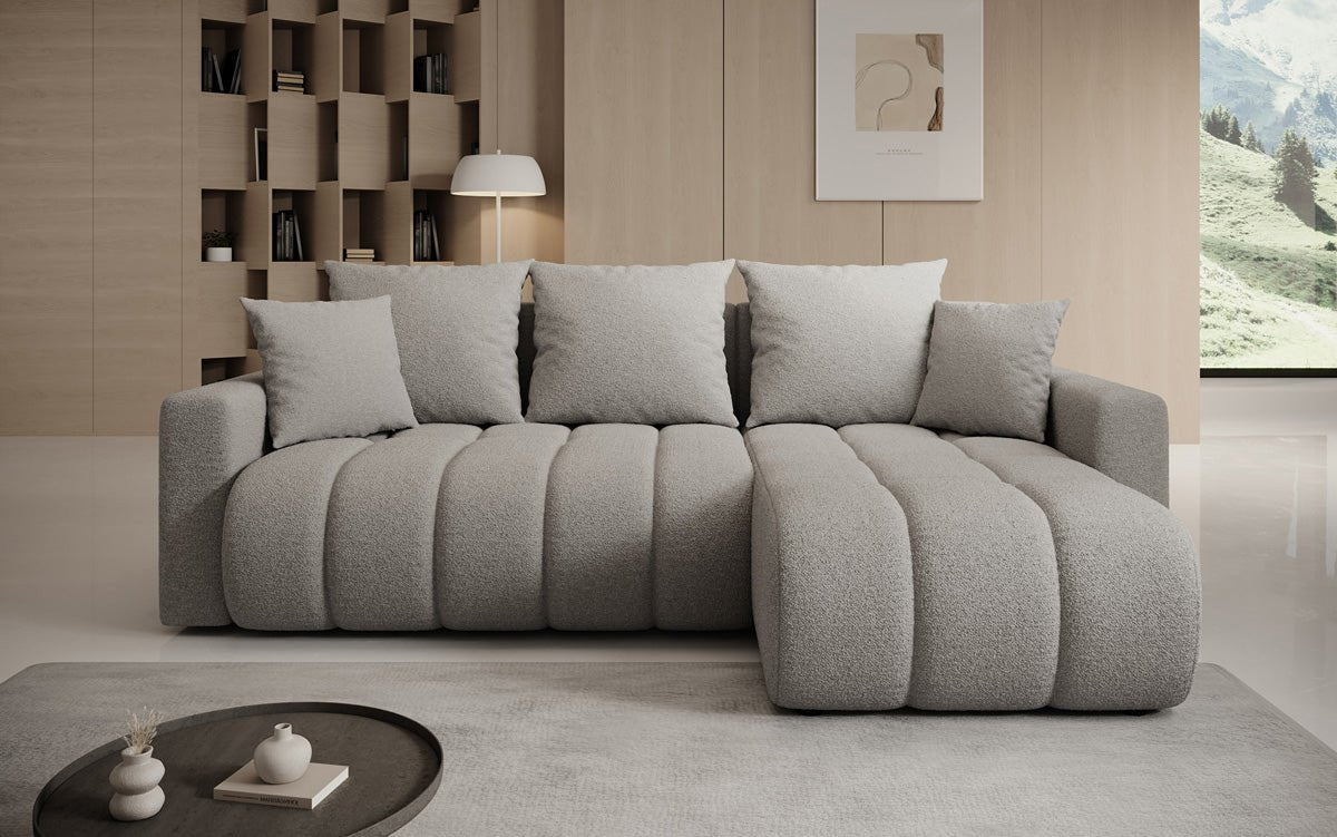 Designersofa Giulio L met slaap- en klapfunctie in Bouclé