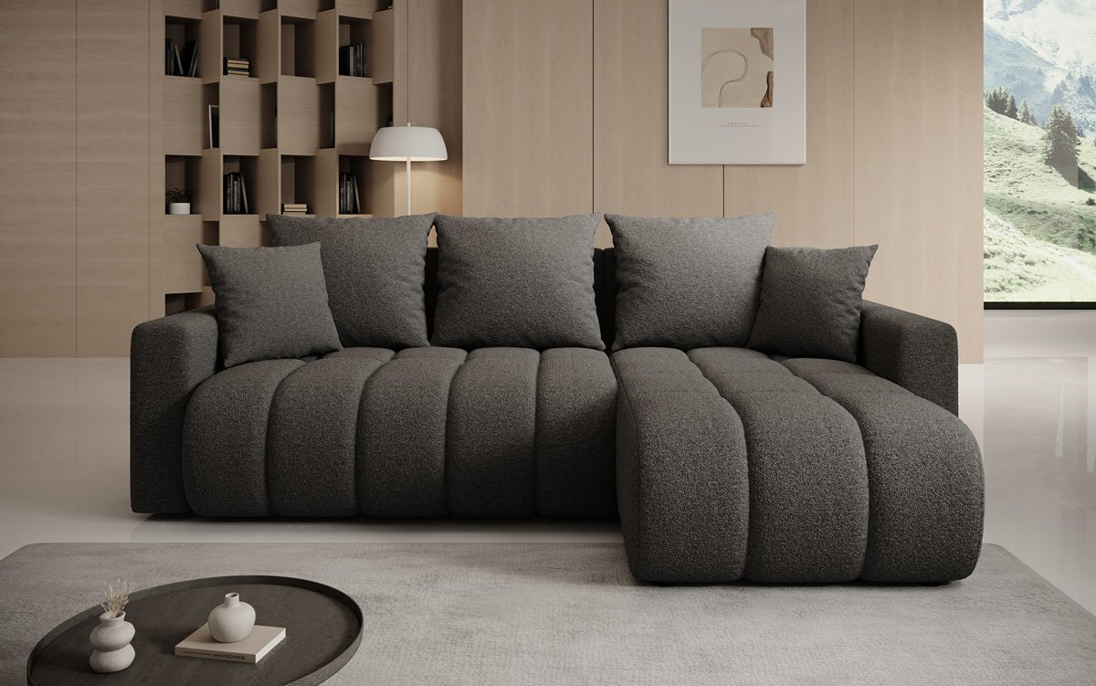 Designersofa Giulio L met slaap- en klapfunctie in Bouclé