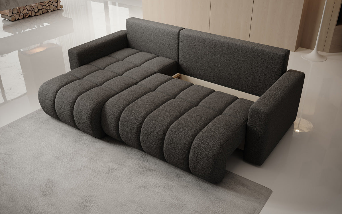 Designersofa Giulio L met slaap- en klapfunctie in Bouclé