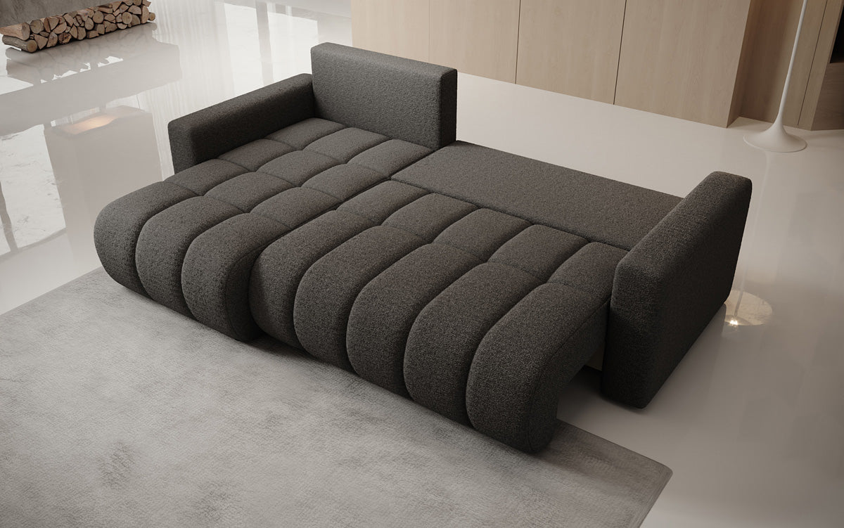 Designersofa Giulio L met slaap- en klapfunctie in Bouclé