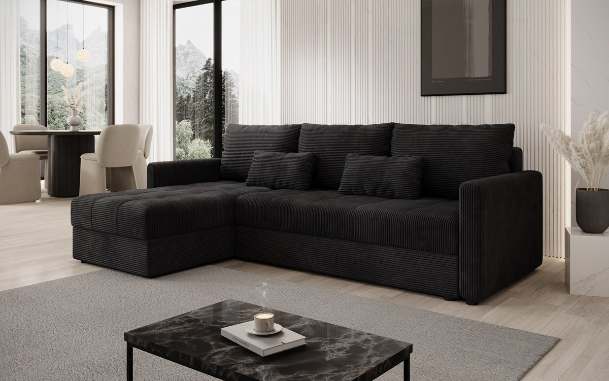 Designersofa Roma in ribstof met slaap- en klapfunctie