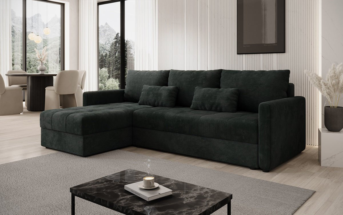Designersofa Roma in ribstof met slaap- en klapfunctie