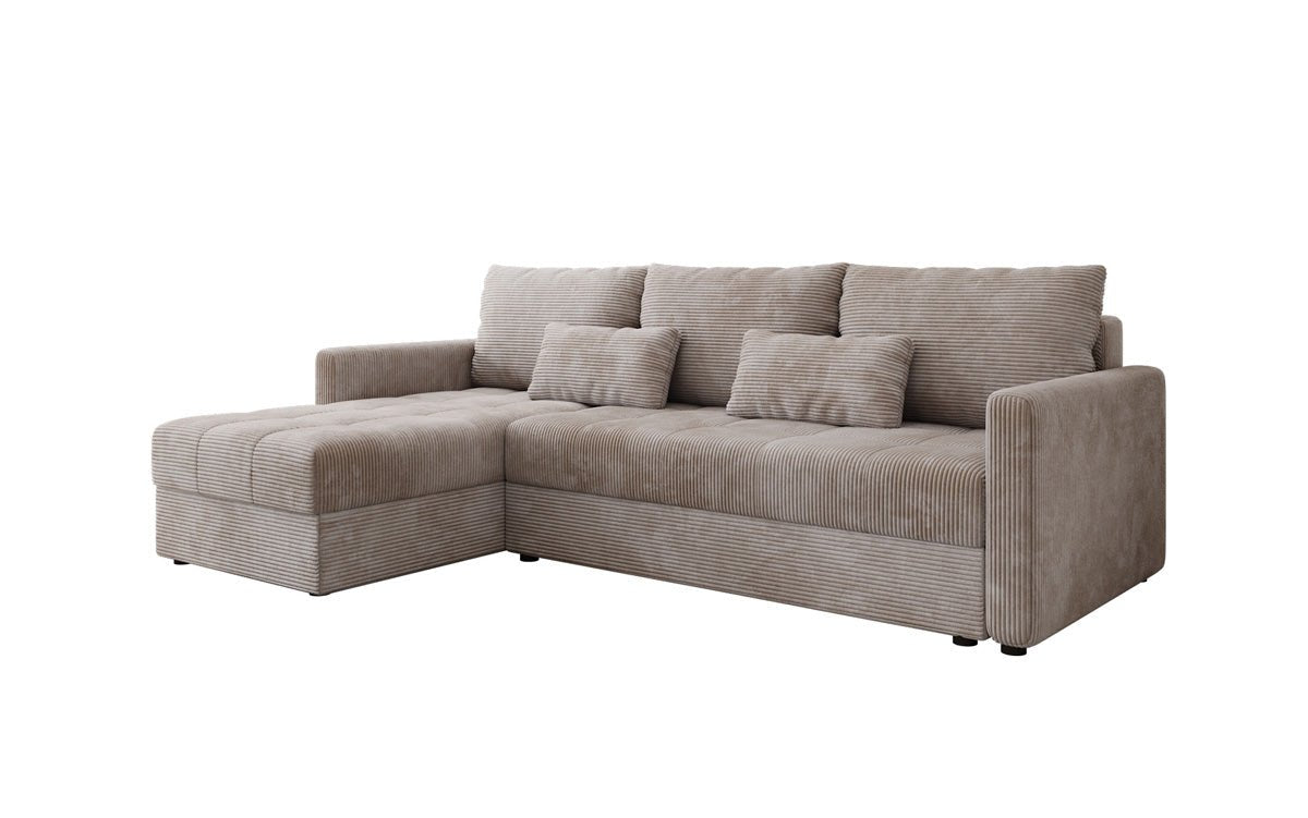 Designersofa Roma in ribstof met slaap- en klapfunctie