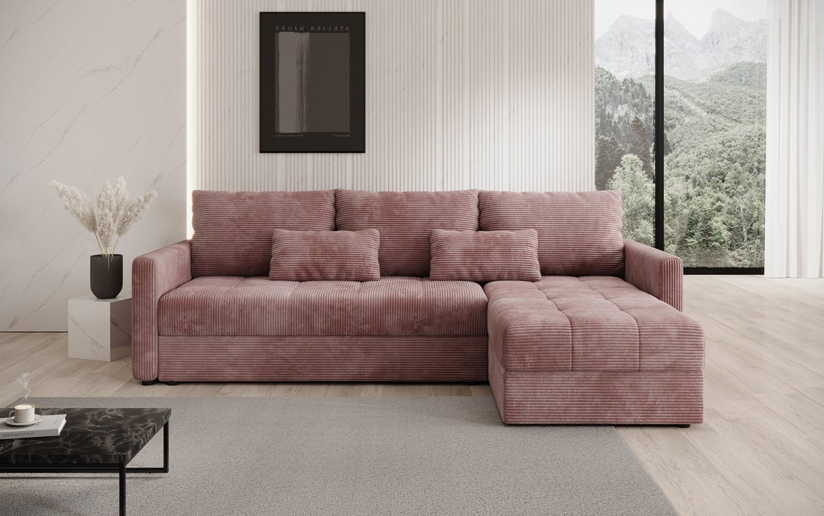 Designersofa Roma in ribstof met slaap- en klapfunctie
