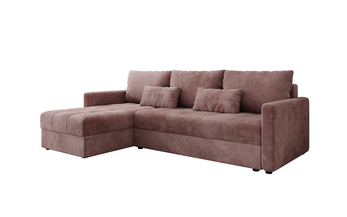 Designersofa Roma in ribstof met slaap- en klapfunctie
