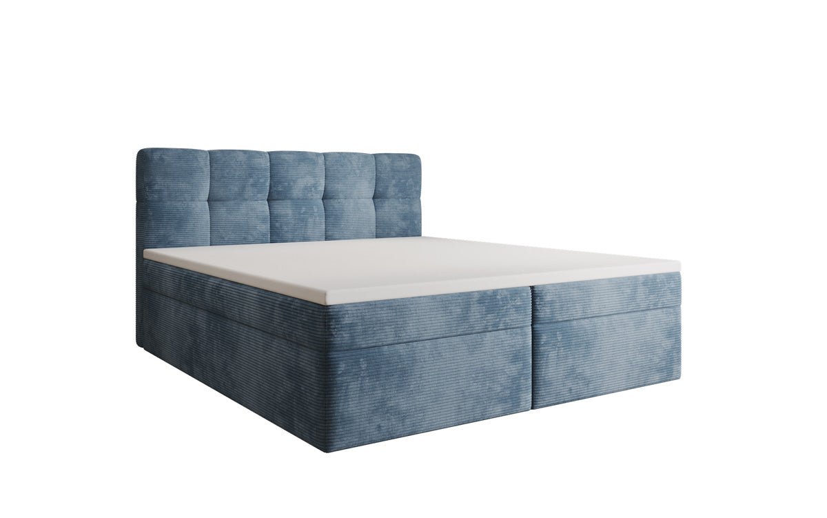 Boxspringbed Cozy II in Ribstof met opbergruimte