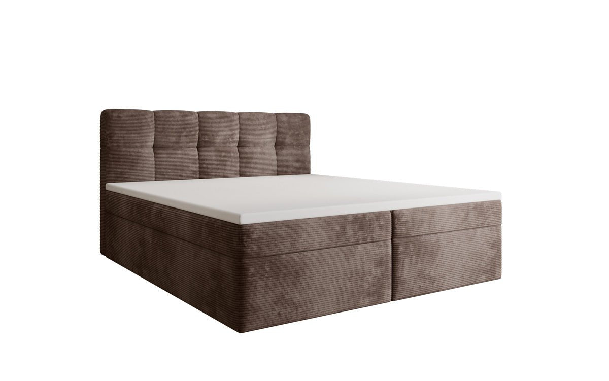 Boxspringbed Cozy II in Ribstof met opbergruimte
