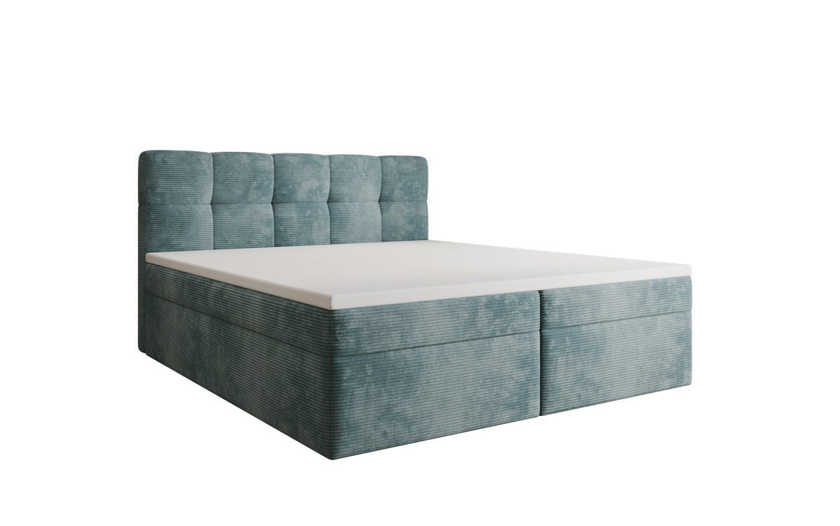 Boxspringbed Cozy II in Ribstof met opbergruimte