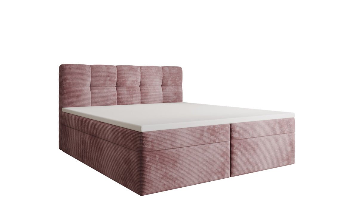 Boxspringbed Cozy II in Ribstof met opbergruimte
