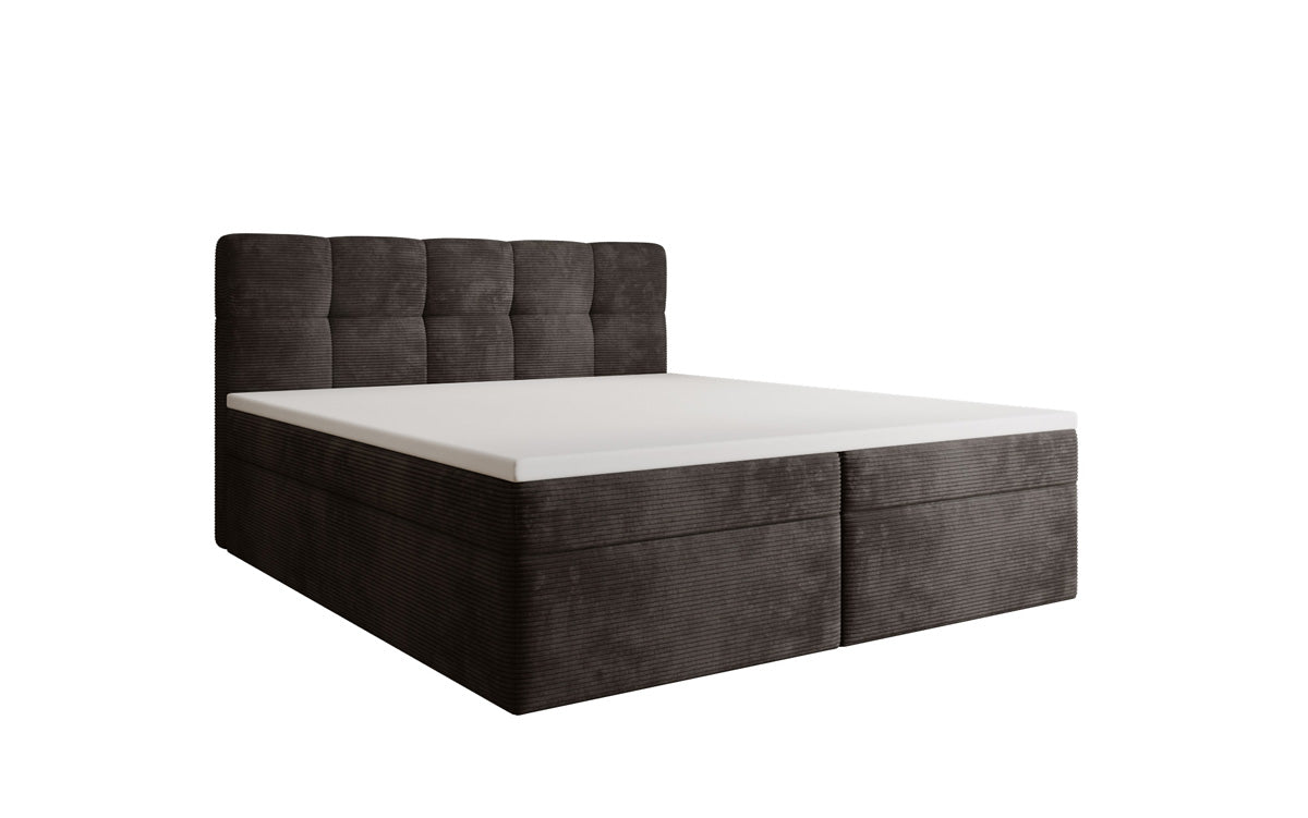 Boxspringbed Cozy II in Ribstof met opbergruimte