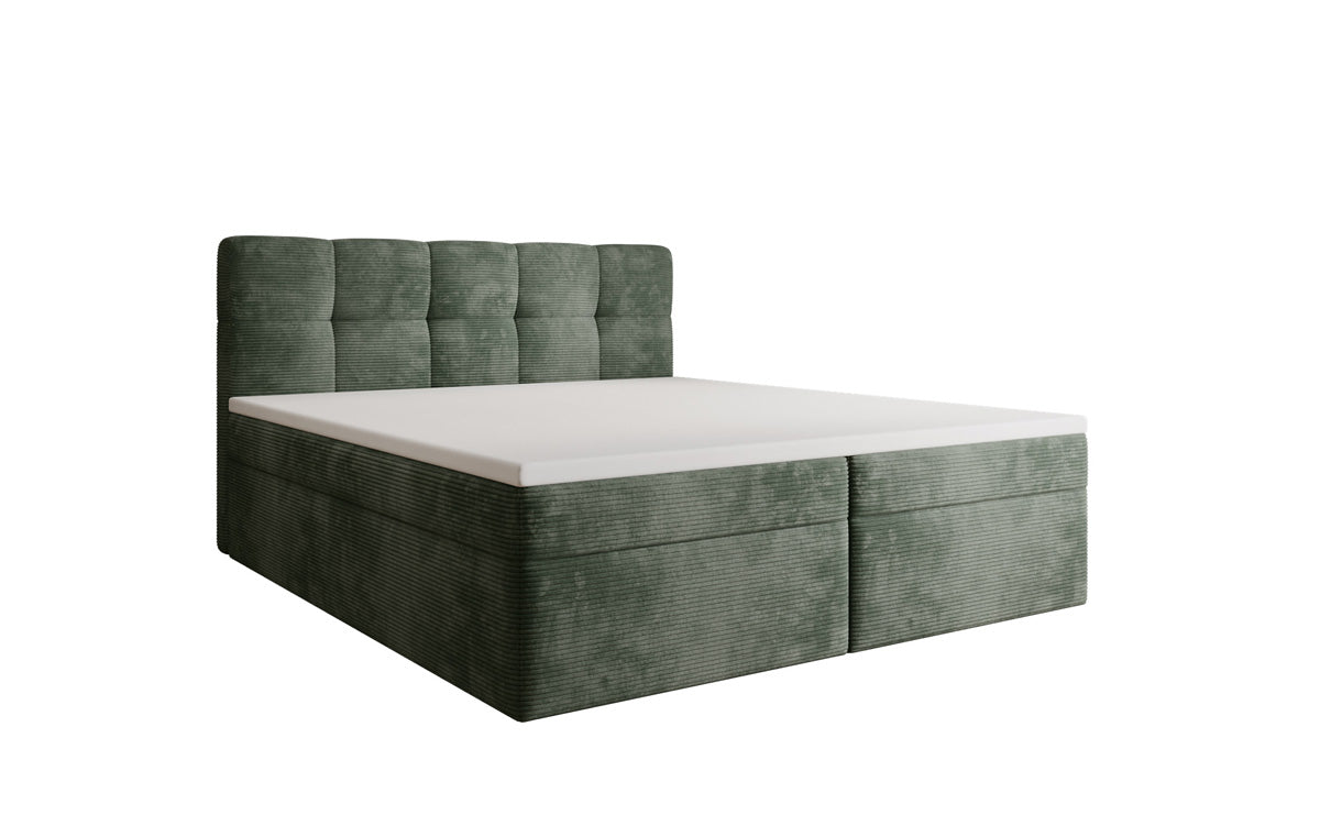 Boxspringbed Cozy II in Ribstof met opbergruimte