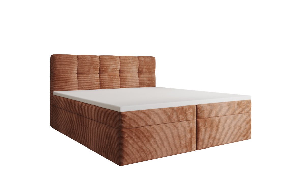 Boxspringbed Cozy II in Ribstof met opbergruimte