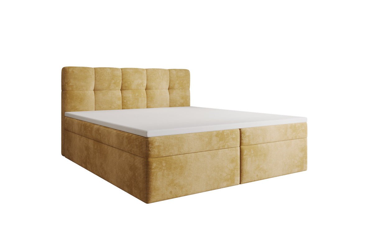 Boxspringbed Cozy II in Ribstof met opbergruimte
